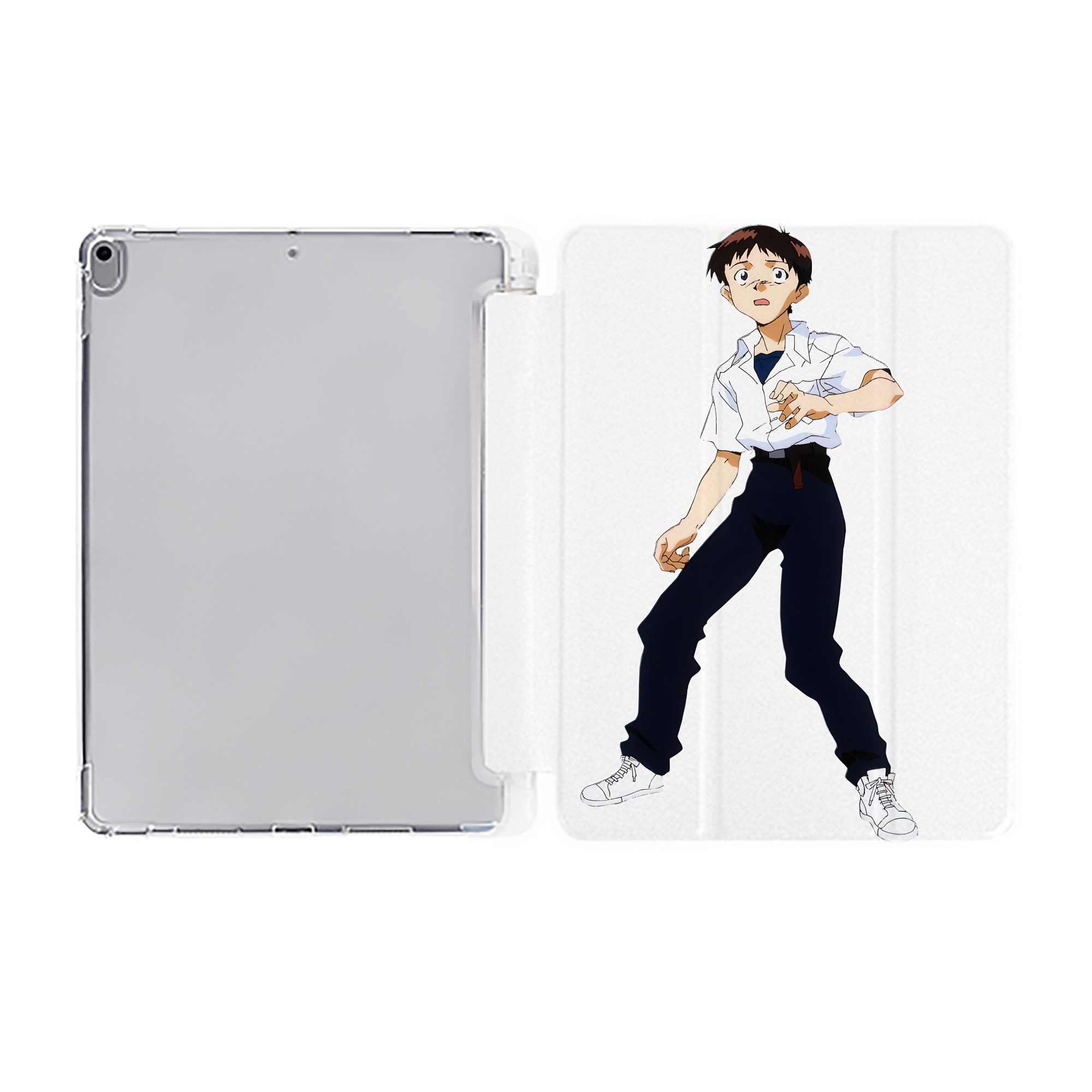（画像用） EVA 新世紀エヴァンゲリオン IPad ケース ペン収納付き 三つ折りスタンド PUレザー×シリコン 対応機種9.5/10.5/10.9インチ